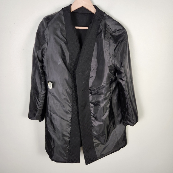 EUC Le Suit Black Embossed Longline Blazer Dress Jacket Coat Career (16) #0364 - Picture 6 of 9